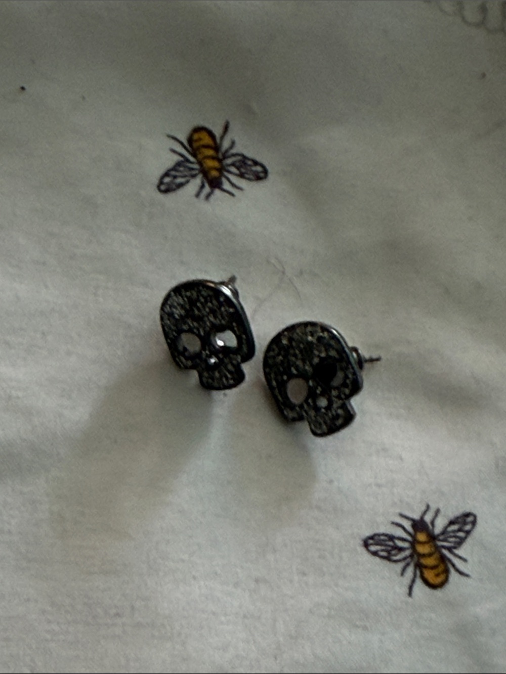 Black Glitter Skull Stud Earrings for Kids
